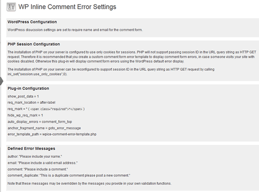 Settings page